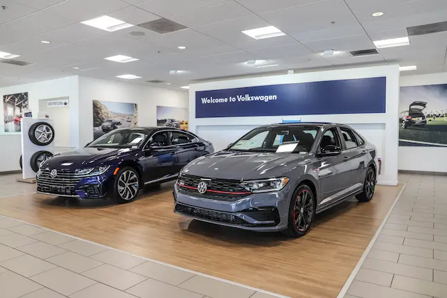 Showroom with multiple vehicles on display